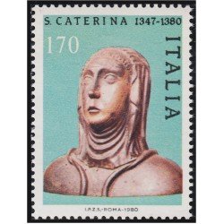 Italia Italy 1420 1980 6º Centenario de la muerte de Sta. Caterina de Siena busto MNH Italia Italy 1420 1980 6º Centenario de la muerte de Sta. Caterina de Siena busto MNH