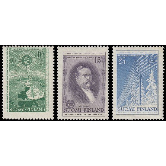 Finlandia Finland 433/35 1955 Centenario del telégrafo finlandés MNH Finlandia Finland 433/35 1955 Centenario del telégrafo finlandés MNH