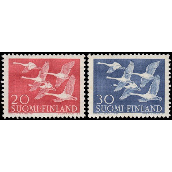 Finlandia Finland 445/46 1956 Día de los países Nórdicos 5 cisnes cantores MNH