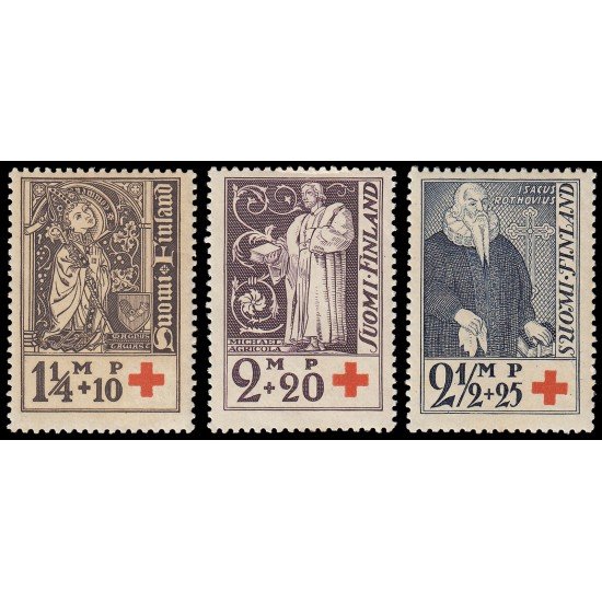 Finlandia Finland 173/75 1933 En beneficio de la Cruz Roja Obispos de Turku MNH Finlandia Finland 173/75 1933 En beneficio de la Cruz Roja Obispos de Turku MNH