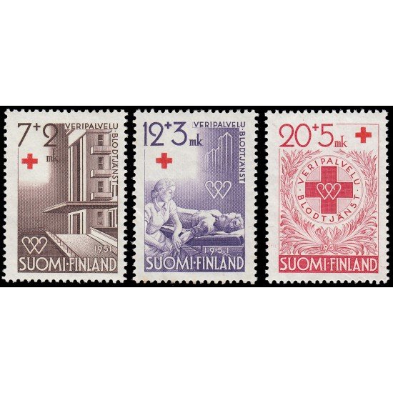 Finlandia Finland 375/77 1951 En beneficio de la Cruz Roja Donación de sangre MNH Finlandia Finland 375/77 1951 En beneficio de la Cruz Roja Donación de sangre MNH