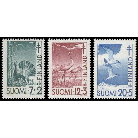 Finlandia Finland 379/81 1951 En bebeficio de obras antituberculosis Aves MNH Finlandia Finland 379/81 1951 En bebeficio de obras antituberculosis Aves MNH