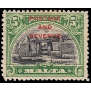Malta 152 1928 Sello con sobrecarga en rojo Postage & Revenue Templo neolítico de Mnajdra MH