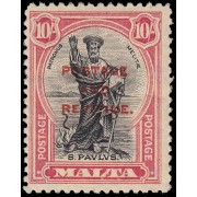 Malta 153 1928 Sello con sobrecarga en rojo Postage & Revenue San Pablo MNH