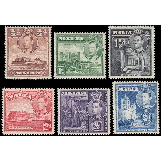 Malta 193/98 1943 Rey Jorge VI MNH Malta 193/98 1943 Rey Jorge VI MNH