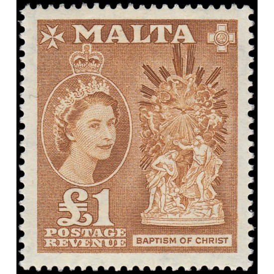 Malta 255 1956 Reina Isabel II Bautismo de Cristo MNH Malta 255 1956 Reina Isabel II Bautismo de Cristo MNH