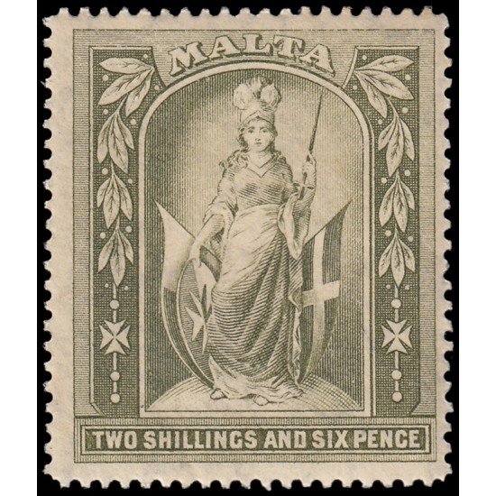 Malta 57 1919 Melita sosteniendo espada y escudo con banderas MNH Malta 57 1919 Melita sosteniendo espada y escudo con banderas MNH