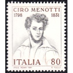 Italia Italy 1483 1981 150º Aniversario de la muerte del patriota Ciro Menotti MNH Italia Italy 1483 1981 150º Aniversario de la muerte del patriota Ciro Menotti MNH