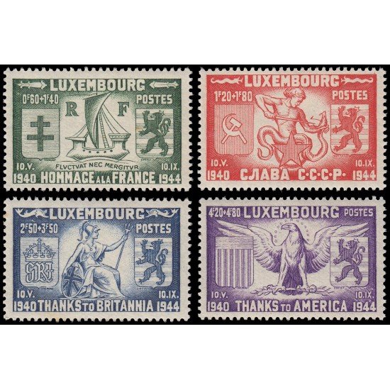 Luxemburgo 356/59 1945 Homenaje a las Naciones libertadoras MNH Luxemburgo 356/59 1945 Homenaje a las Naciones libertadoras MNH