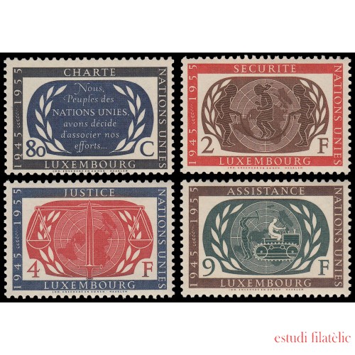Luxemburgo 496/99 1955 10 aniv. de la Carta de las Naciones Unidas MNH