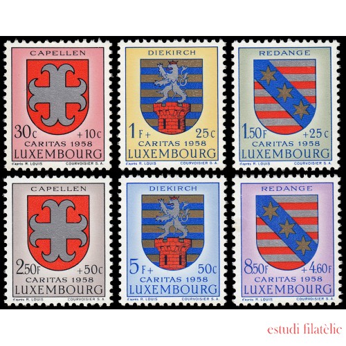 Luxemburgo 553/58 1958 En beneficio de obras sociales Escudos III MNH