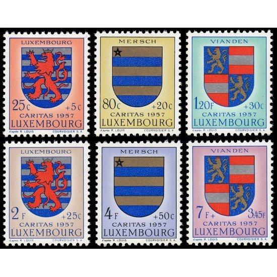 Luxemburgo 520/25 1956 En beneficio de obras sociales Escudos I MNH