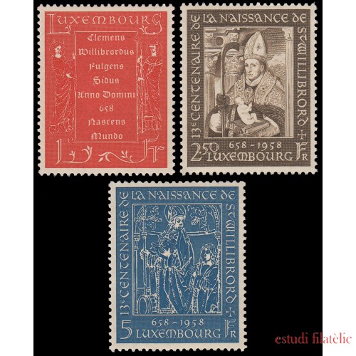 Luxemburgo 542/44 1958 13 centenario del nacimiento de San Willibrord MNH