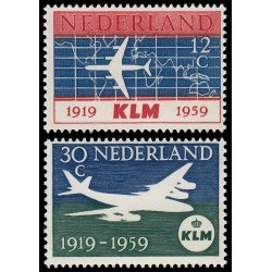 Holanda Netherlands 710/11 1959 40 aniv. de la compañía aérea K.L.M. MNH Holanda Netherlands 710/11 1959 40 aniv. de la compañía aérea K.L.M. MNH
