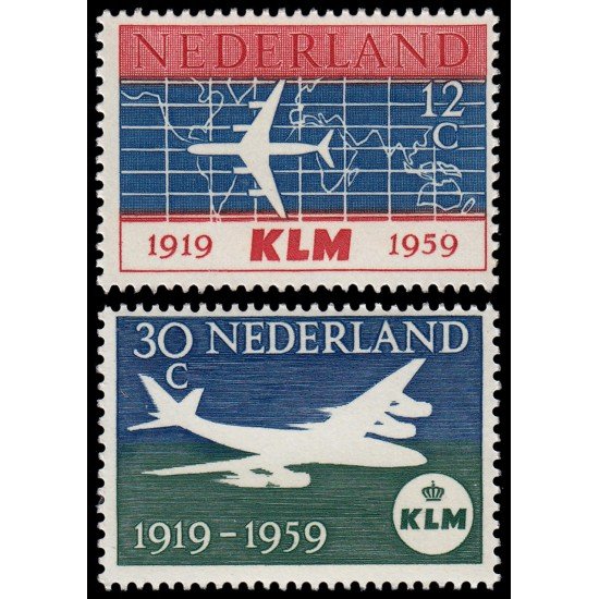 Holanda Netherlands 710/11 1959 40 aniv. de la compañía aérea K.L.M. MNH Holanda Netherlands 710/11 1959 40 aniv. de la compañía aérea K.L.M. MNH