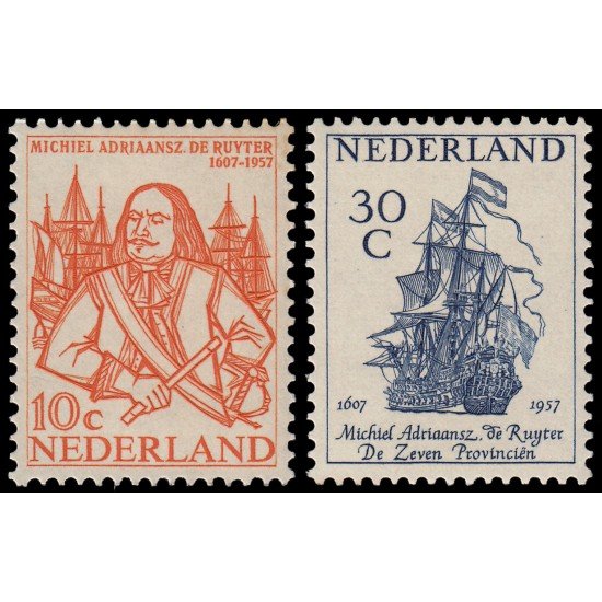 Holanda Netherlands 671/72 1957 350 aniv. del nacimiento del almirante M.A.
