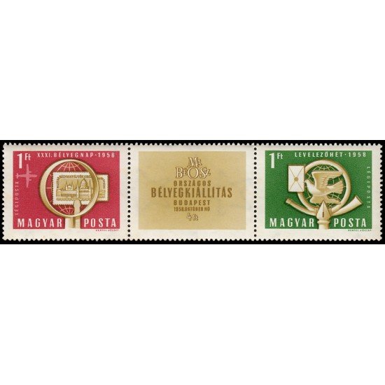 Hungría Hungary A 207/08 1958 31 Jornada del sello y exposición filatélica nacional MNH Hungría Hungary A 207/08 1958 31 Jornada del sello y exposición filatélica nacional MNH