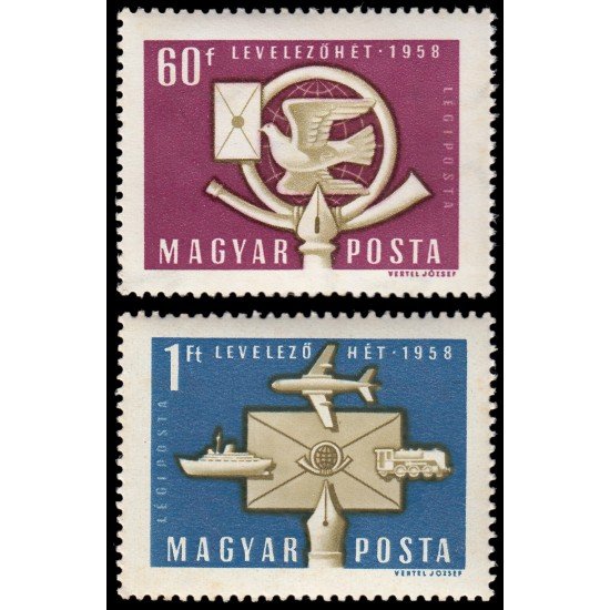 Hungría Hungary A 209/10 1958 Semana internacional de la carta MNH