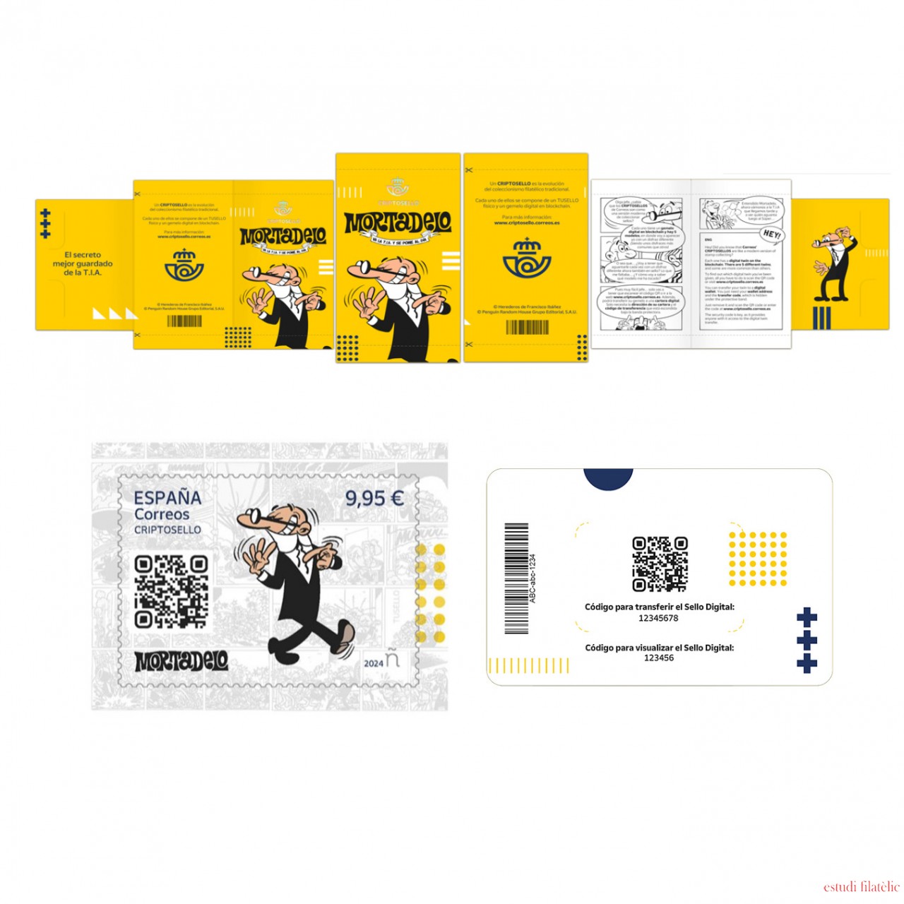España Spain Criptosello 2024 Mortadelo Sello autoadhesivo + sello digital