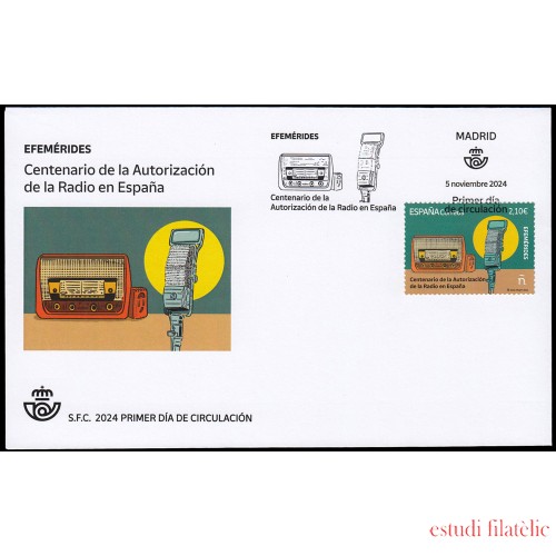 España Spain 5799 2024 Centenario de la autorización de la radio en España SPD Sobre Primer Día