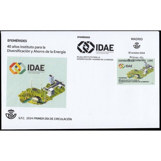 España Spain 5796 2024 Efemérides 40 años Instituto para la diversificación y ahorro de la energía IDAE SPD Sobre Primer Día España Spain 5796 2024 Efemérides 40 años Instituto para la diversificación y ahorro de la energía IDAE SPD Sobre Primer Día