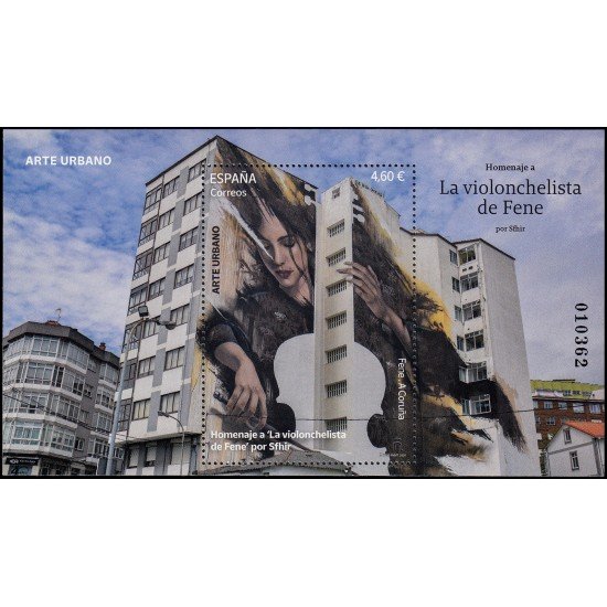 España Spain 5800 2024 Arte urbano Homenaje a la violonchelista de Fene por Sfhir MNH España Spain 5800 2024 Arte urbano Homenaje a la violonchelista de Fene por Sfhir MNH