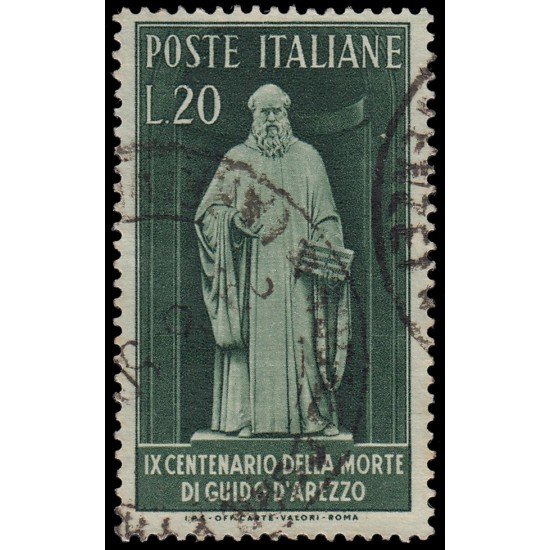 Italia Italy 564 1950 9º Centenario de la muerte de G. Arezzo Usado Italia Italy 564 1950 9º Centenario de la muerte de G. Arezzo Usado