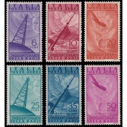 Italia Italy Aéreo 123/28 1947 50 aniv. de la Radio MNH Italia Italy Aéreo 123/28 1947 50 aniv. de la Radio MNH