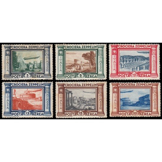 Italia Italy Aéreo 42/47 1933 Viaje de Graf Zeppelin a Río de Janeiro con correo italiano MNH Italia Italy Aéreo 42/47 1933 Viaje de Graf Zeppelin a Río de Janeiro con correo italiano MNH