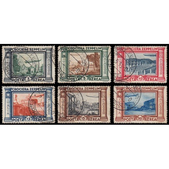 Italia Italy Aéreo 42/47 1933 Viaje de Graf Zeppelin a Río de Janeiro con correo italiano Usados Italia Italy Aéreo 42/47 1933 Viaje de Graf Zeppelin a Río de Janeiro con correo italiano Usados