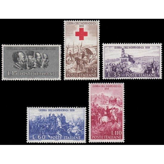 Italia Italy 793/97 1959 Centenario de la guerra de independencia Cruz Roja MNH Italia Italy 793/97 1959 Centenario de la guerra de independencia Cruz Roja MNH