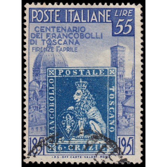 Italia Italy 592 1951 Centenario del primer sello de la Toscana Usado Italia Italy 592 1951 Centenario del primer sello de la Toscana Usado