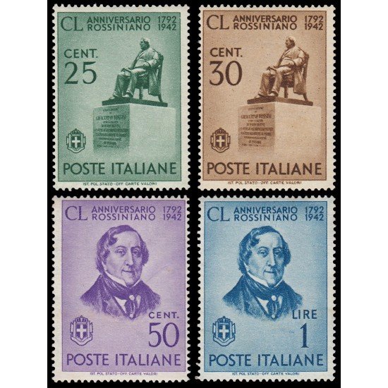 Italia Italy 447/50 1942 150 aniv. del nacimiento del compositor Rossini MNH