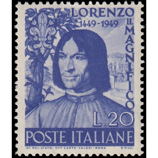 Italia Italy 547 1949 5 Centenario del nacimiento de Lorenzo de Médici MNH Italia Italy 547 1949 5 Centenario del nacimiento de Lorenzo de Médici MNH