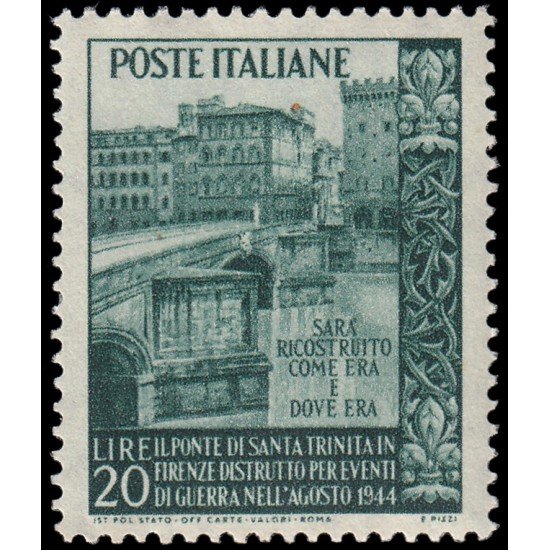 Italia Italy 551 1949 Reconstrucción del Puente de la Santa Trinidad en Florencia MNH Italia Italy 551 1949 Reconstrucción del Puente de la Santa Trinidad en Florencia MNH