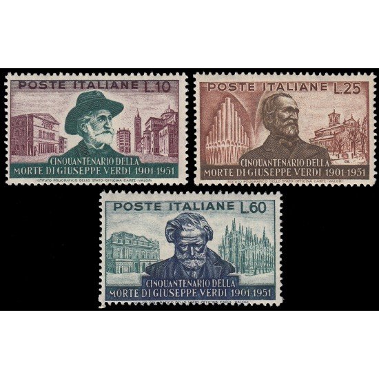 Italia Italy 615/17 1951 50 aniv. de la muerte del compositor Giuseppe Verdi MNH Italia Italy 615/17 1951 50 aniv. de la muerte del compositor Giuseppe Verdi MNH