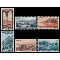 Italia Italy 664/69 1953 Serie turística Vistas diversas MNH Italia Italy 664/69 1953 Serie turística Vistas diversas MNH