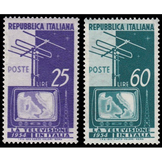Italia Italy 672/73 1954 Puesta en servicio de la televisión italiana MNH Italia Italy 672/73 1954 Puesta en servicio de la televisión italiana MNH