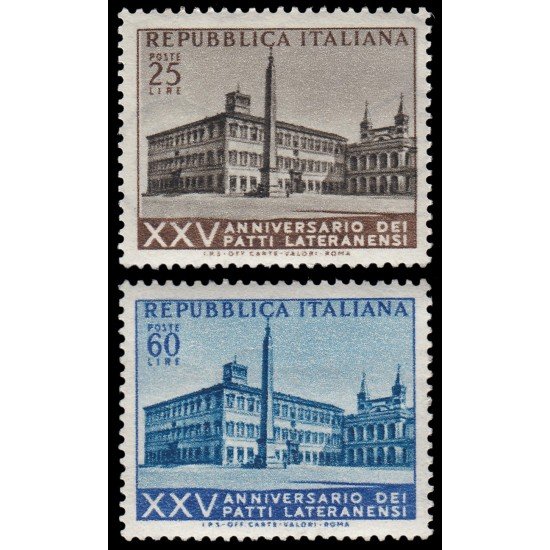 Italia Italy 670/71 1954 25 aniv.del Pacto de Letrán Palacio de Letrán MNH Italia Italy 670/71 1954 25 aniv.del Pacto de Letrán Palacio de Letrán MNH