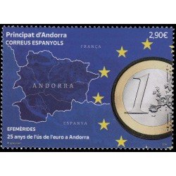 Andorra Española 559 2024 Efemérides 25 años del euro en Andorra MNH Andorra Española 559 2024 Efemérides 25 años del euro en Andorra MNH