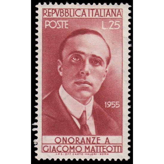 Italia Italy 700 1955 70 aniv. del nacimiento del socialista Giacomo Matteotti MNH Italia Italy 700 1955 70 aniv. del nacimiento del socialista Giacomo Matteotti MNH