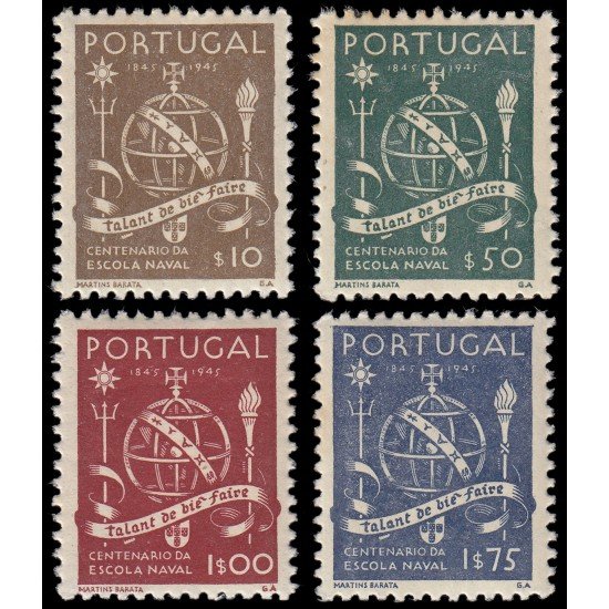 Portugal 671/74 1945 100 aniv. Escuela naval MNH Portugal 671/74 1945 100 aniv. Escuela naval MNH