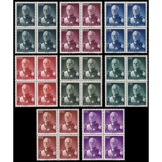 Portugal 663/70 1945 Bl-4 Presidente Carmona MNH Portugal 663/70 1945 Bl-4 Presidente Carmona MNH
