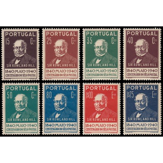 Portugal 600/07 1940 100 aniv. del sello Retrato de Sir Rowland Hill MNH