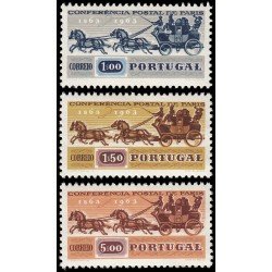 Portugal 919/21 1963 Centenario de la primera conferencia postal internacional de París MNH