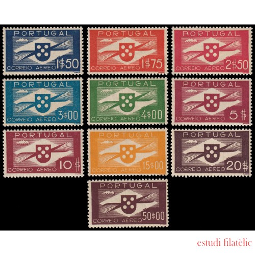 Portugal A 1/10 1937-41 Serie corriente Escudo y hélice MNH