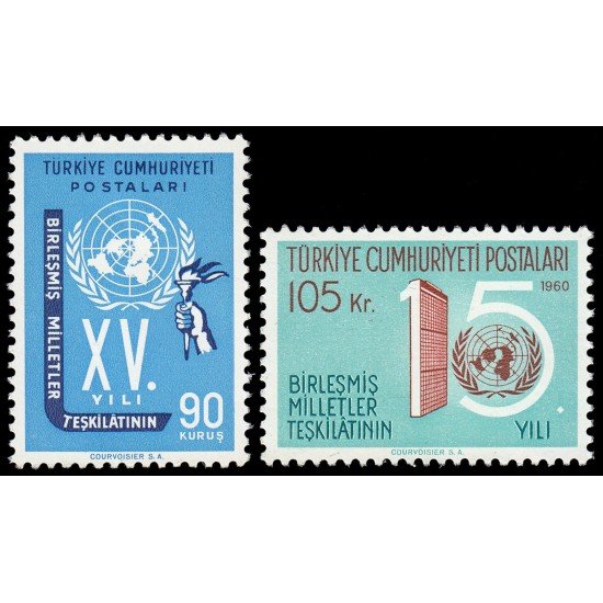 Turquía Turkey 1576/77 1960 15 aniv. de las Naciones Unidas MNH Turquía Turkey 1576/77 1960 15 aniv. de las Naciones Unidas MNH