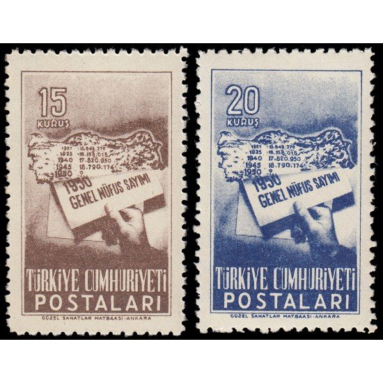 Turquía Turkey 1120/21 1950 Nuevo Censo MNH Turquía Turkey 1120/21 1950 Nuevo Censo MNH