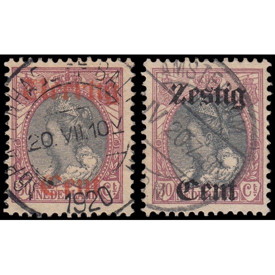 Holanda Netherlands 94/95 1919 Sellos de 1909 con sobrecarga Usados Holanda Netherlands 94/95 1919 Sellos de 1909 con sobrecarga Usados