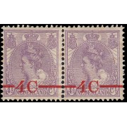 Holanda Netherlands 98 1921 Reina Guillermina Sello de 1909 con sobrecarga MNH Pareja 